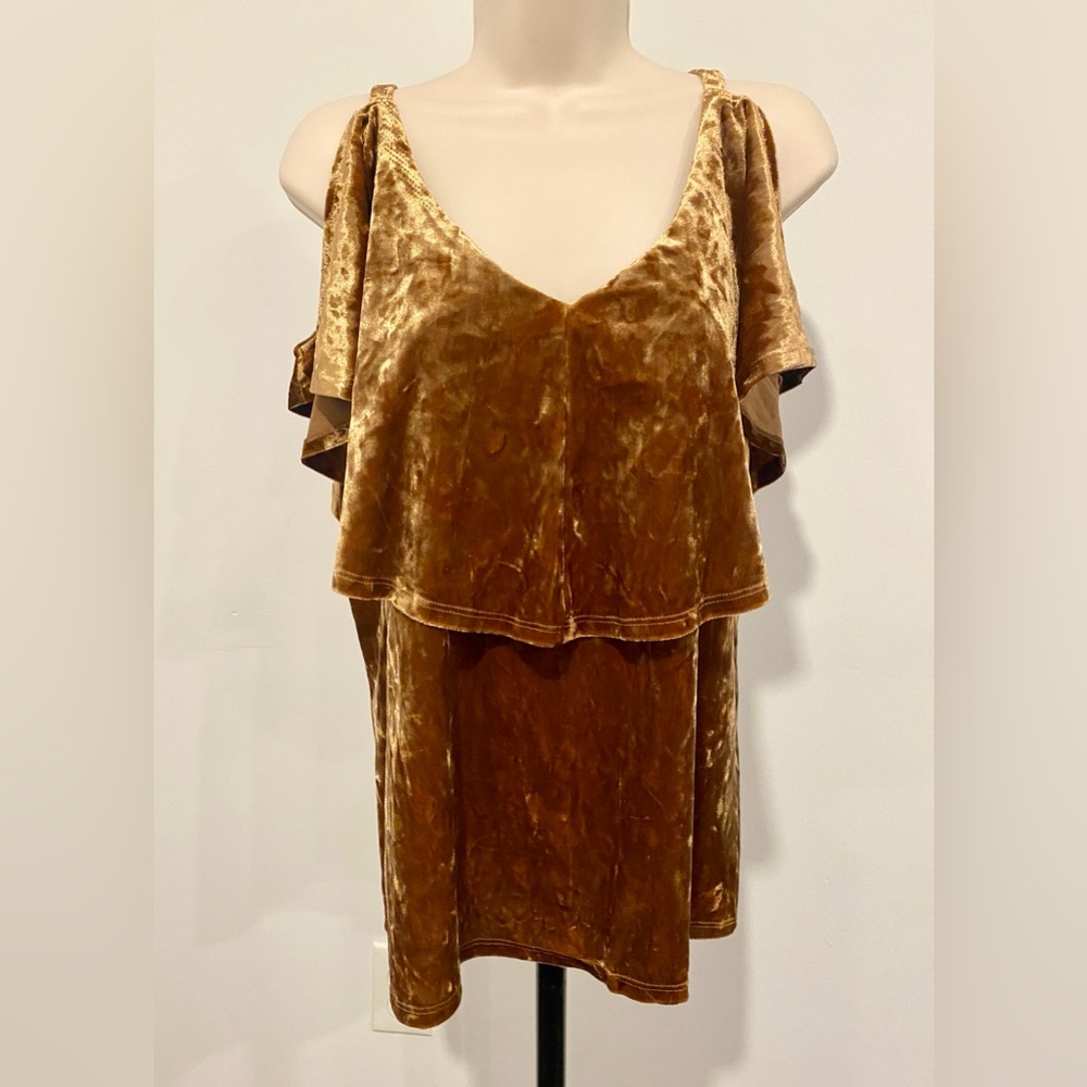 Crushed Velvet Cold Shoulder Top